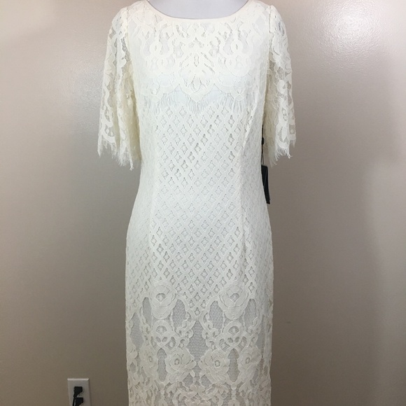 Adrianna Papell Dresses & Skirts - Adrianna Papell Midi Ivory Lace Dress. Size 8 NWT